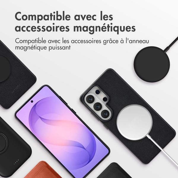 Accezz Coque arrière en cuir avec MagSafe Samsung Galaxy S26 Ultra - Onyx Black