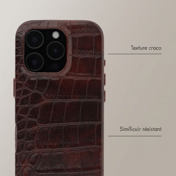 Selencia Coque arrière Croco avec MagSafe Apple iPhone 16 Pro - Choco Brown