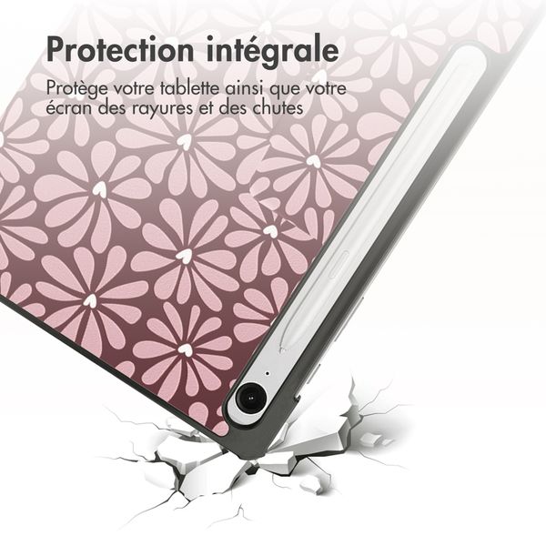 imoshion Coque tablette Design Trifold Samsung Galaxy Tab S9 11.0 pouces / Tab S10 FE / S9 FE 10.9 pouces - Bloom Love Blush