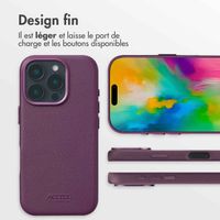 Accezz Coque arrière en cuir avec MagSafe Apple iPhone 16 Pro - Heath Purple