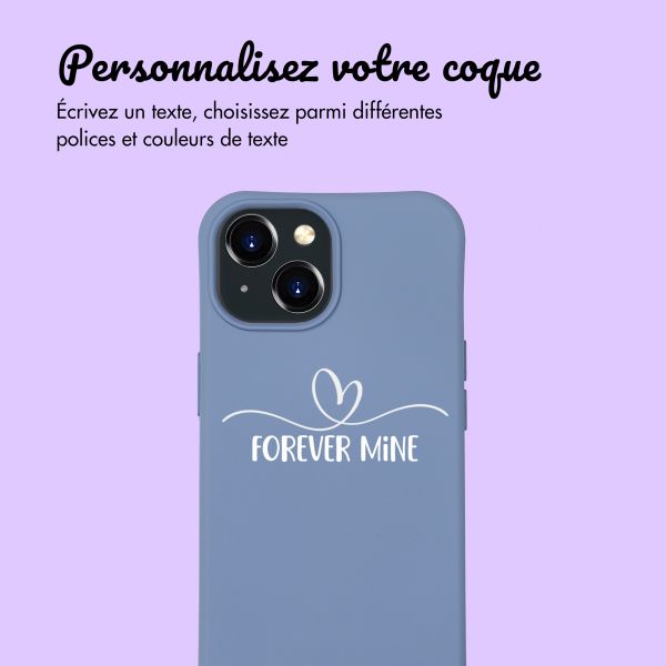 Coque de couleur personnalisée MagSafe avec cordon amovible et cœur élégant iPhone 15 - Ash Blue