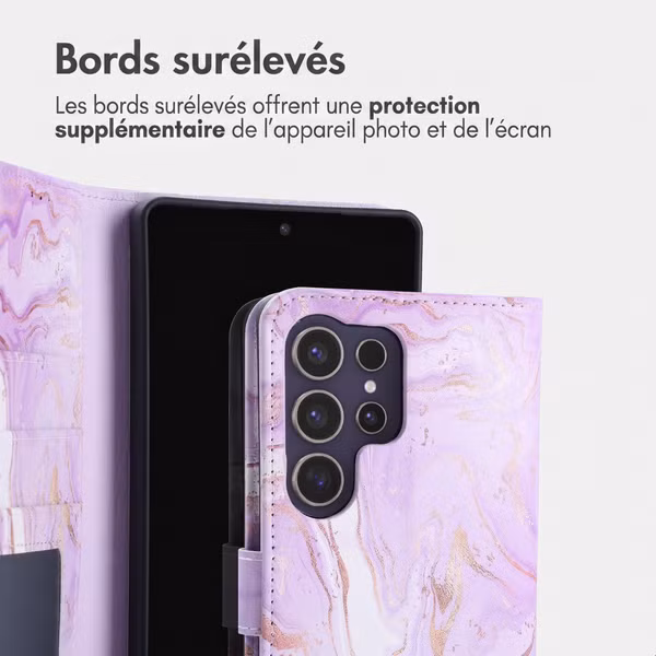 imoshion Étui de télephone portefeuille Design Samsung Galaxy S25 Ultra - Purple Marble
