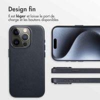 Accezz Coque arrière en cuir avec MagSafe iPhone 15 Pro - Onyx Black