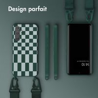 Selencia ﻿Coque design en silicone avec cordon amovible Samsung Galaxy A54 (5G) - Irregular Check Green