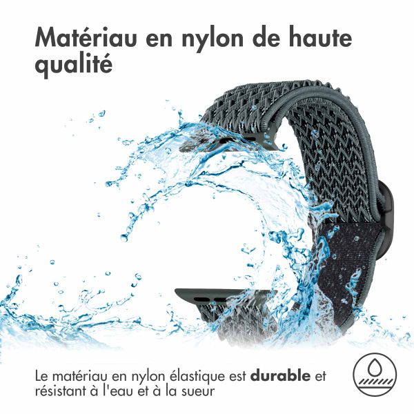 imoshion Bande élastique en nylon Apple Watch Series 1-9 / SE - 38/40/41 mm / Series 10 - 42 mm - Gris foncé