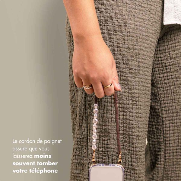 Selencia Ensemble de cordons pour téléphone avec perles et élastiques - Mocha Brown