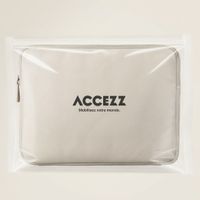 Accezz Pochette ordinateur Leather avec fermeture éclair 13-14 pouces - Beige