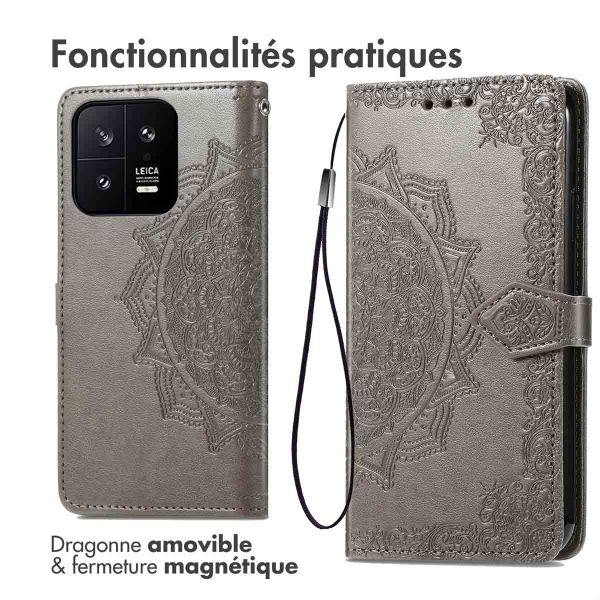 imoshion Etui de téléphone portefeuille Mandala Xiaomi 13 - Gris