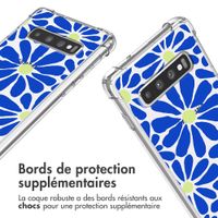 imoshion Coque Design avec cordon Samsung Galaxy S10 - Cobalt Blue Flowers Connect