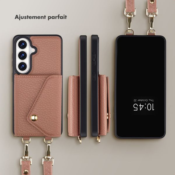 Selencia Coque de télephone Sera avec cordon et porte-cartes enveloppe Samsung Galaxy S26 - Old Pink