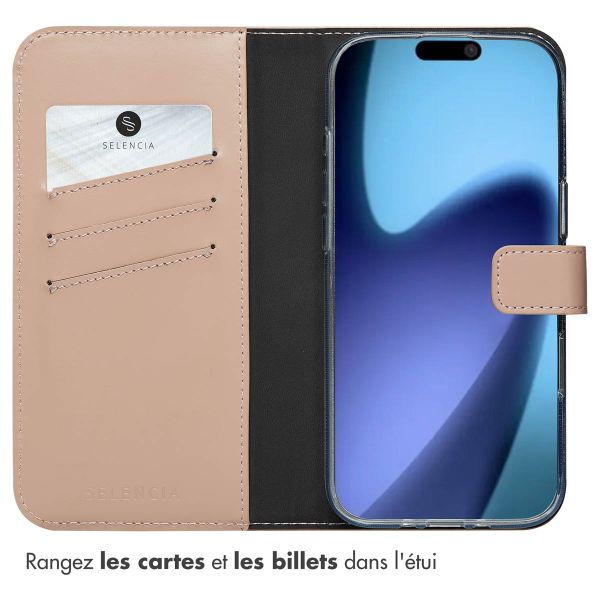 Selencia Étui portefeuille en cuir véritable Apple iPhone Air - Dusty Pink