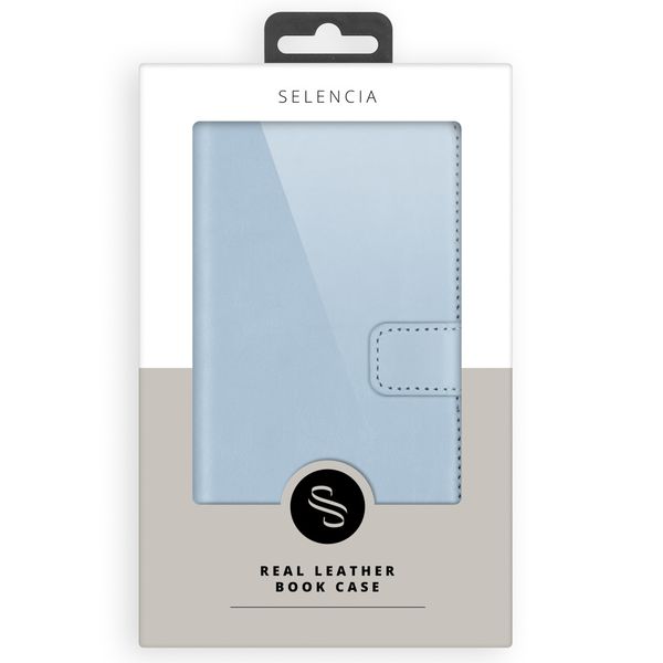 Selencia Étui portefeuille en cuir véritable Samsung Galaxy S21 Plus - Air Blue