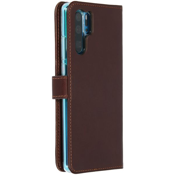 Selencia Étui portefeuille en cuir véritable Huawei P30 Pro - Marron