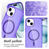 imoshion Coque Pailletée avec MagSafe Apple iPhone 15 - Paillettes Violet