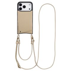 Selencia Coque de télephone Nova avec cordon et porte-cartes Apple iPhone 17 Pro - Beige