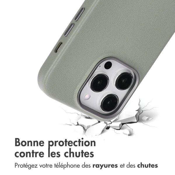Accezz Coque arrière en cuir avec MagSafe Apple iPhone 14 Pro - Light Grey