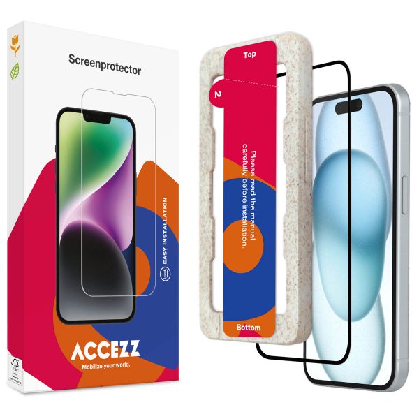 Accezz Protection d'écran en verre trempé avec applicateur iPhone 15 Plus - Transparent