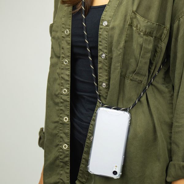 imoshion Coque arrière transparente avec cordon Samsung Galaxy A12 - Noir & Doré