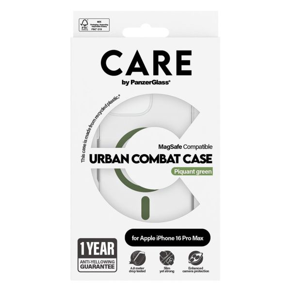 CARE by PanzerGlass Coque Urban Combat MagSafe Apple iPhone 16 Pro Max - Green