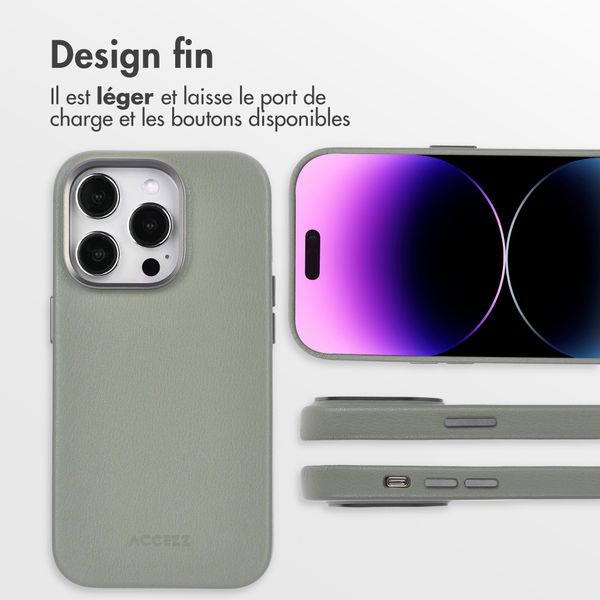 Accezz Coque arrière en cuir avec MagSafe Apple iPhone 14 Pro - Light Grey