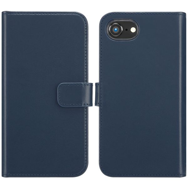 Selencia Étui portefeuille en cuir véritable iPhone 16e - Bleu