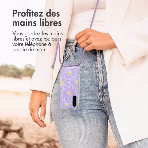 imoshion Coque Design avec cordon Samsung Galaxy A36 - Tropical Violet Flowers Connect