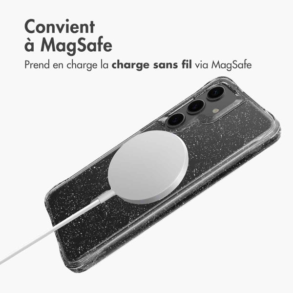 imoshion Coque arrière transparente Pailletée avec MagSafe Samsung Galaxy S24 - Argent