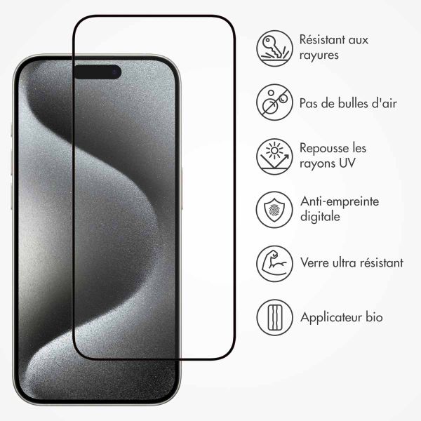 Accezz Protecteur d'écran intégral triple résistance avec applicateur iPhone 15 Pro Max - Transparent