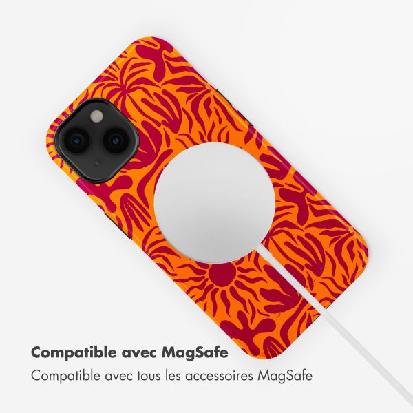 Selencia Coque arrière Vivid Tough avec MagSafe iPhone 14 - Tropical Vibes Apricot