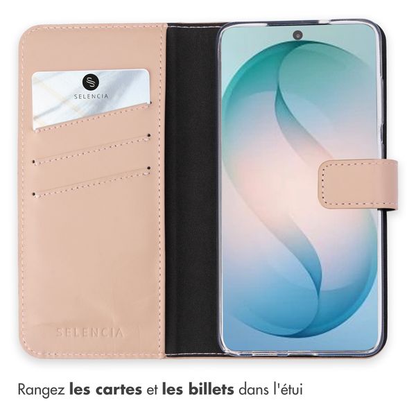 Selencia Étui portefeuille en cuir véritable Samsung Galaxy S26 Ultra - Dusty Pink
