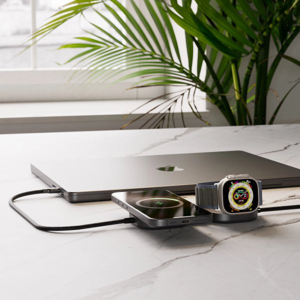 Zens Câble USB-C Pro 3 avec chargeur sans fil pour téléphone / earbuds / Apple Watch - MagSafe et Qi2 - Noir