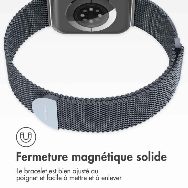 imoshion Bracelet magnétique milanais Apple Watch Series 1 - 9 / SE (38/40/41 mm) | Series 10 / 11 (42 mm) - Taille S - Gris foncé