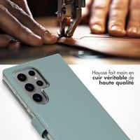 Selencia Étui portefeuille en cuir véritable Samsung Galaxy S24 Ultra - Air Blue