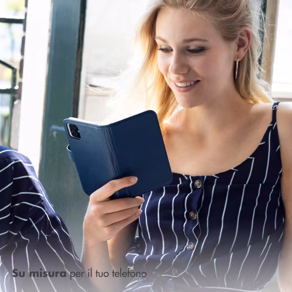 Selencia Étui portefeuille en cuir véritable Samsung Galaxy S23 - Bleu