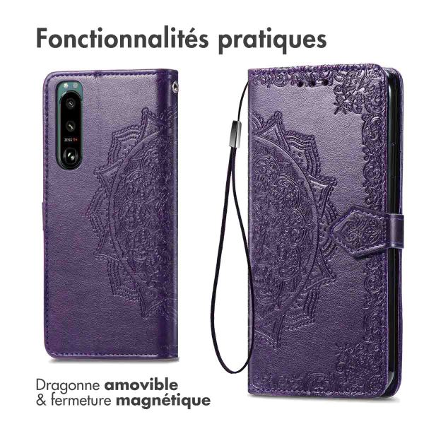 imoshion Etui de téléphone portefeuille Mandala Sony Xperia 5 IV - Violet