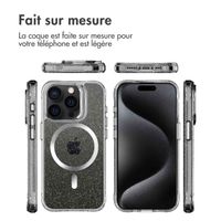 imoshion Coque arrière transparente Pailletée avec MagSafe Apple iPhone 15 Pro Max - Argent