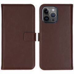 Selencia Étui de téléphone portefeuille en cuir véritable iPhone 15 Pro Max - Brun