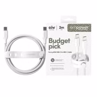 Empower by PanzerGlass Câble de recharge Racing USB-C vers USB-C - 60 W - 2 mètres - Silver White