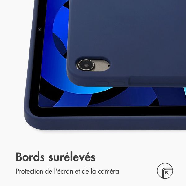 Accezz Coque Liquid Silicone avec porte-stylet iPad Air 11 pouces (2025) M3 / (2024) M2 / Air 5 (2022) / Air 4 (2020) - Bleu foncé