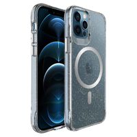 imoshion Coque arrière transparente Pailletée avec MagSafe Apple iPhone 12 (Pro) - Argent