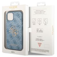 Guess Coque 4G Metal Logo Backcover iPhone 14 - Bleu