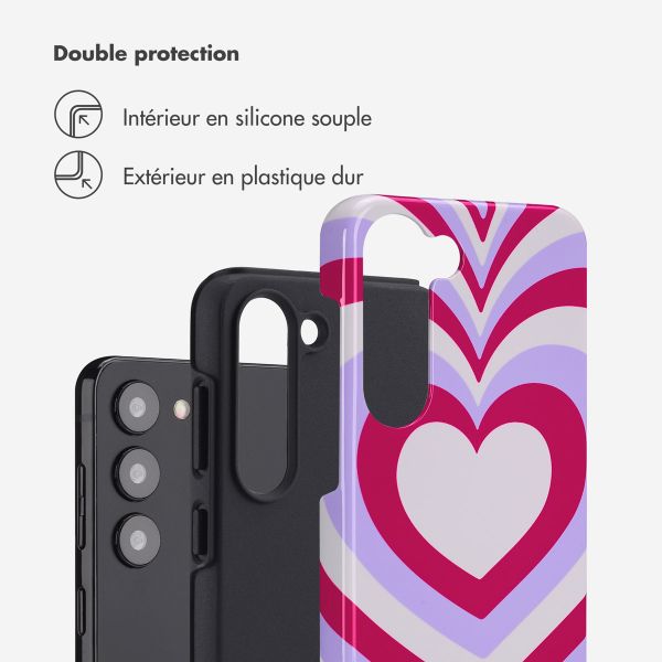 Selencia Coque arrière Vivid Tough Samsung Galaxy S23 - Double Hearts Rubine Red Lilac