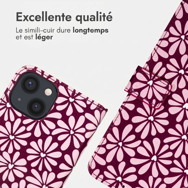 imoshion Étui de télephone portefeuille Design Apple iPhone 14 - Bloom Love Blush