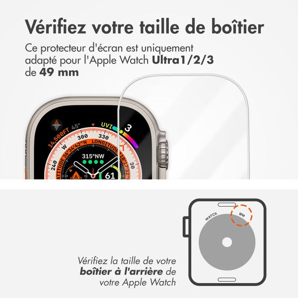Accezz Protecteur d'écran en verre trempé avec applicateur Apple Watch Ultra 1 / 2 / 3 - 49 mm