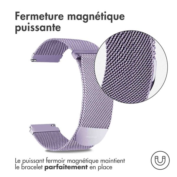 imoshion Bracelet magnétique milanais  - Connexion universelle 22 mm - Taille S - Violet