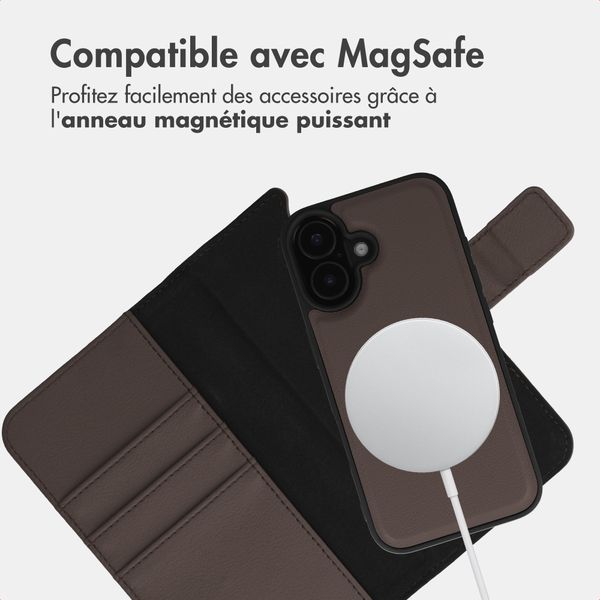 imoshion Étui portefeuille luxe 2-en-1 amovible Apple iPhone 17 - Marron