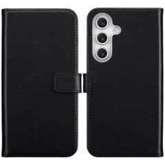 Selencia Étui portefeuille en cuir véritable Samsung Galaxy S25 FE - Noir