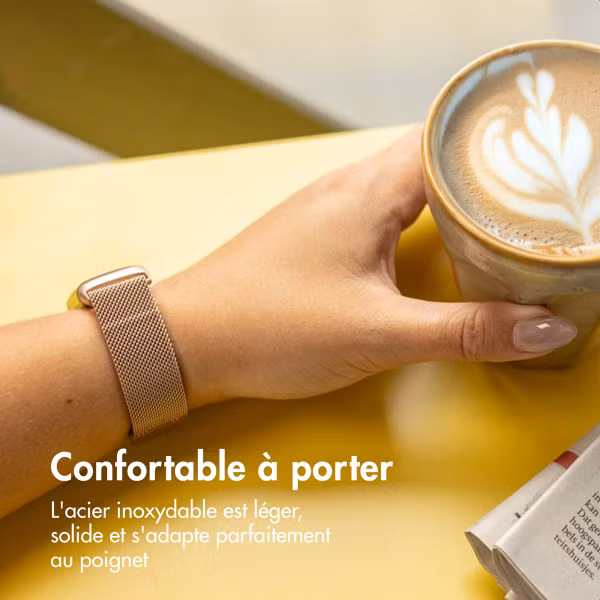 imoshion Bracelet magnétique milanais Fitbit Charge 5 - Taille S - Rose Doré