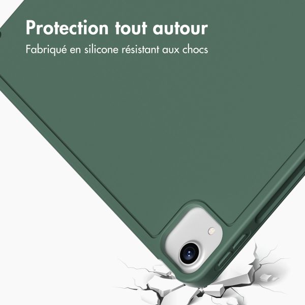 Accezz Coque tablette portefeuille Smart Silicone iPad Air 13 pouces (2024) M2 - Vert foncé