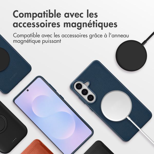Accezz Coque arrière en cuir avec MagSafe Samsung Galaxy S26 Plus - Nightfall Blue
